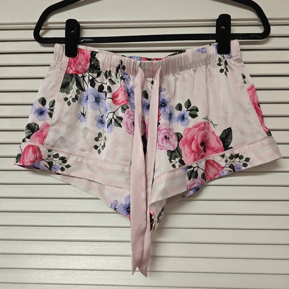 Victoria's Secret - Floral Satin Lightweight Pajama Shorts With Drawstring